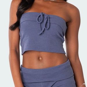 Fold over waffle tube top
